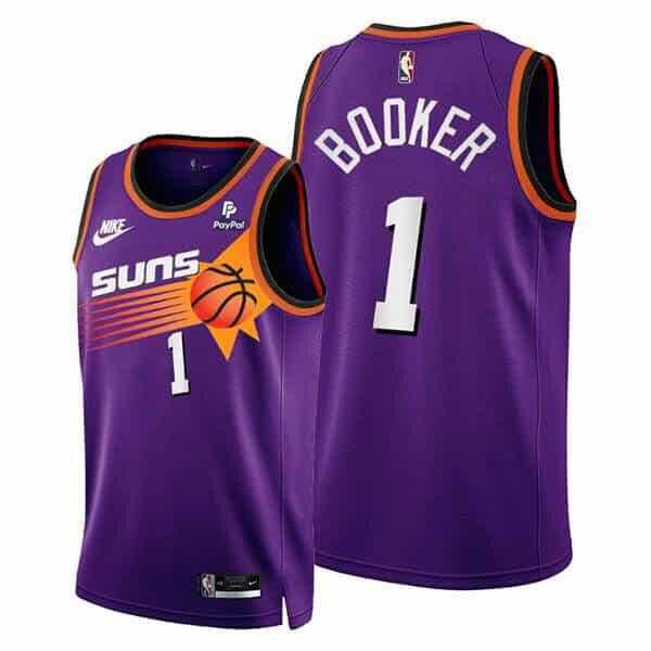 Men%27s Phoenix Suns #1 Devin Booker Purple Stitched Jersey Dzhi->portland trailblazers->NBA Jersey